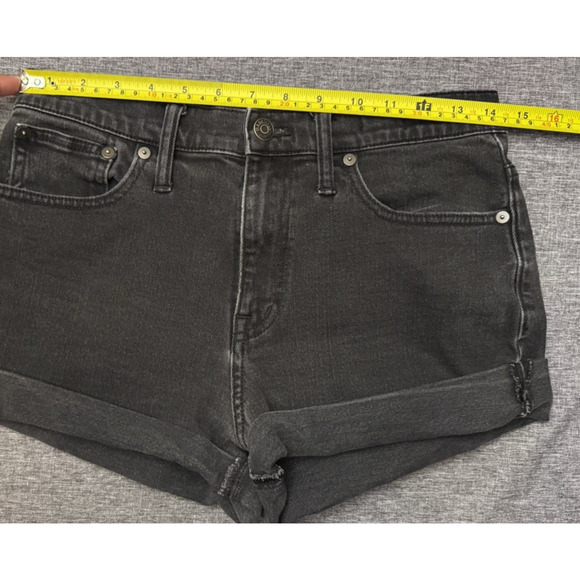 MADEWELL Rolled Denim Shorts High Rise Black Charcoal Gray Washed Size 27 - Picture 3 of 8